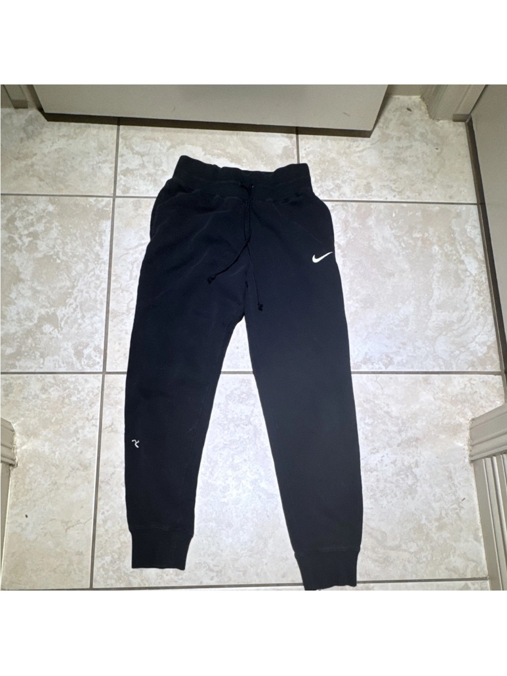 Nike Black Kids Jogger Sweatpants with White Swoosh